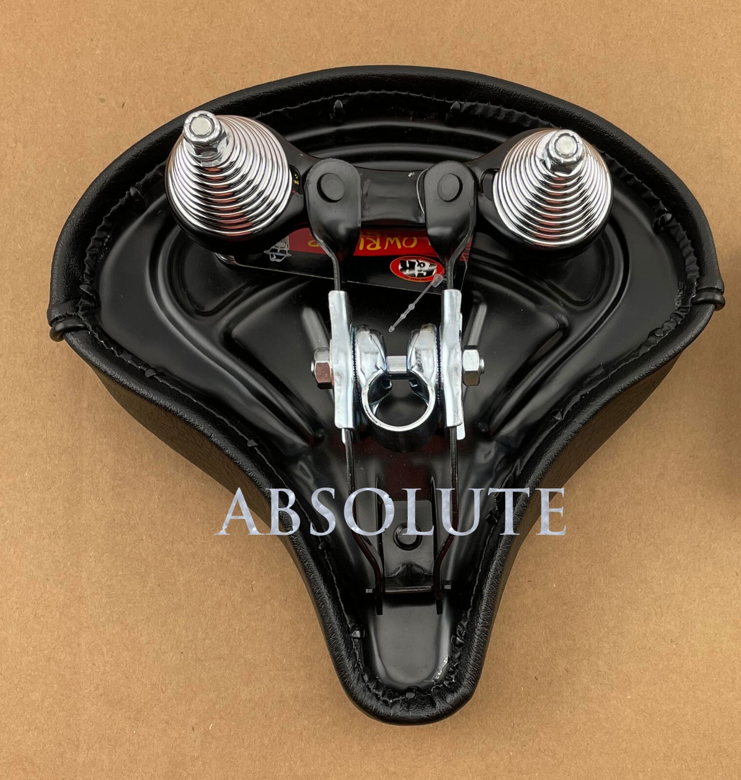 NEW! ABSOLUTE BEACH CRUISER VINYL SADDLE 209 IN ALL BLACK W/ BLACK CUSTOM GRIPS.