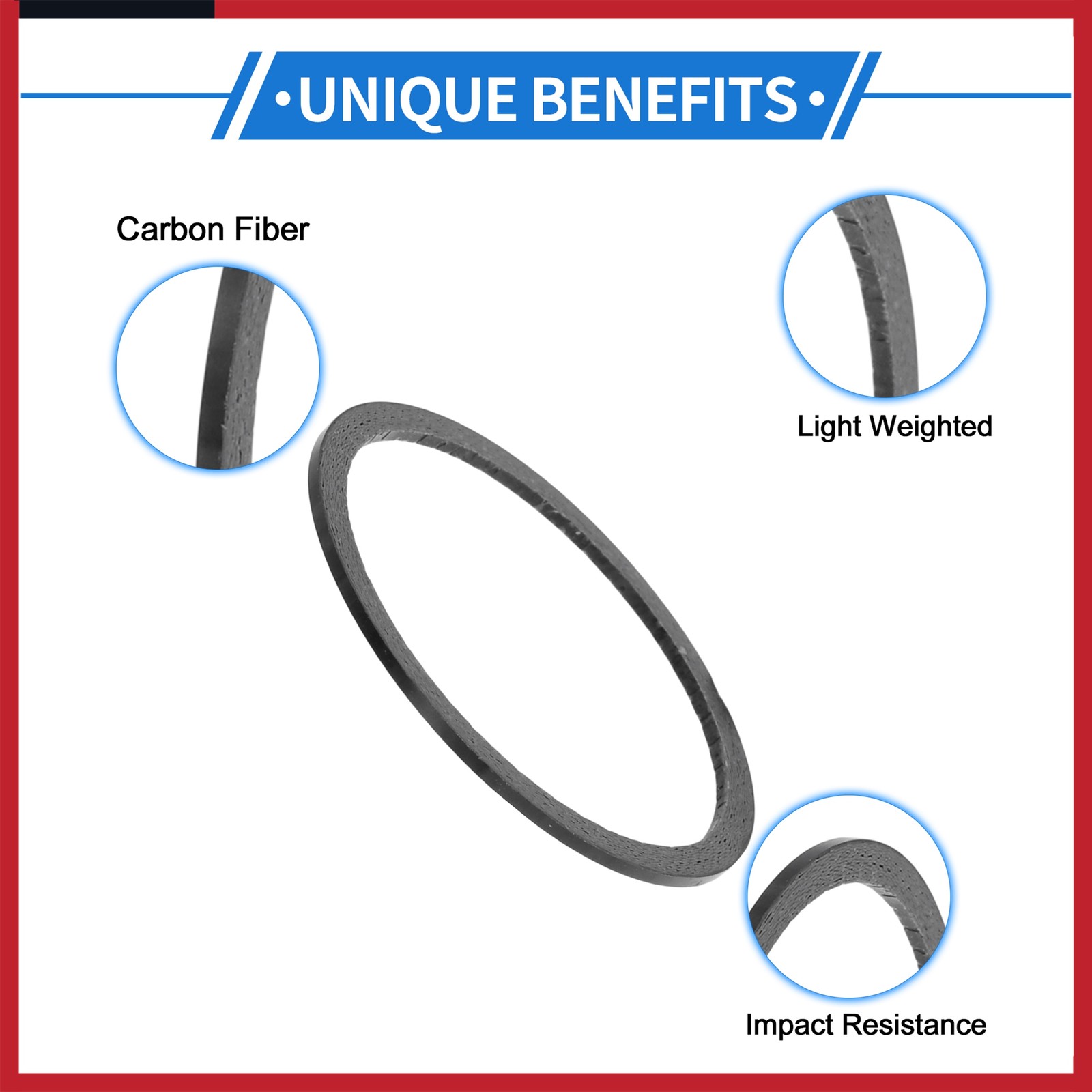 Bicycle Headset Spacers 1mm 31.8mm 1-1/4″ Carbon Fiber Gloss Carbon Fiber