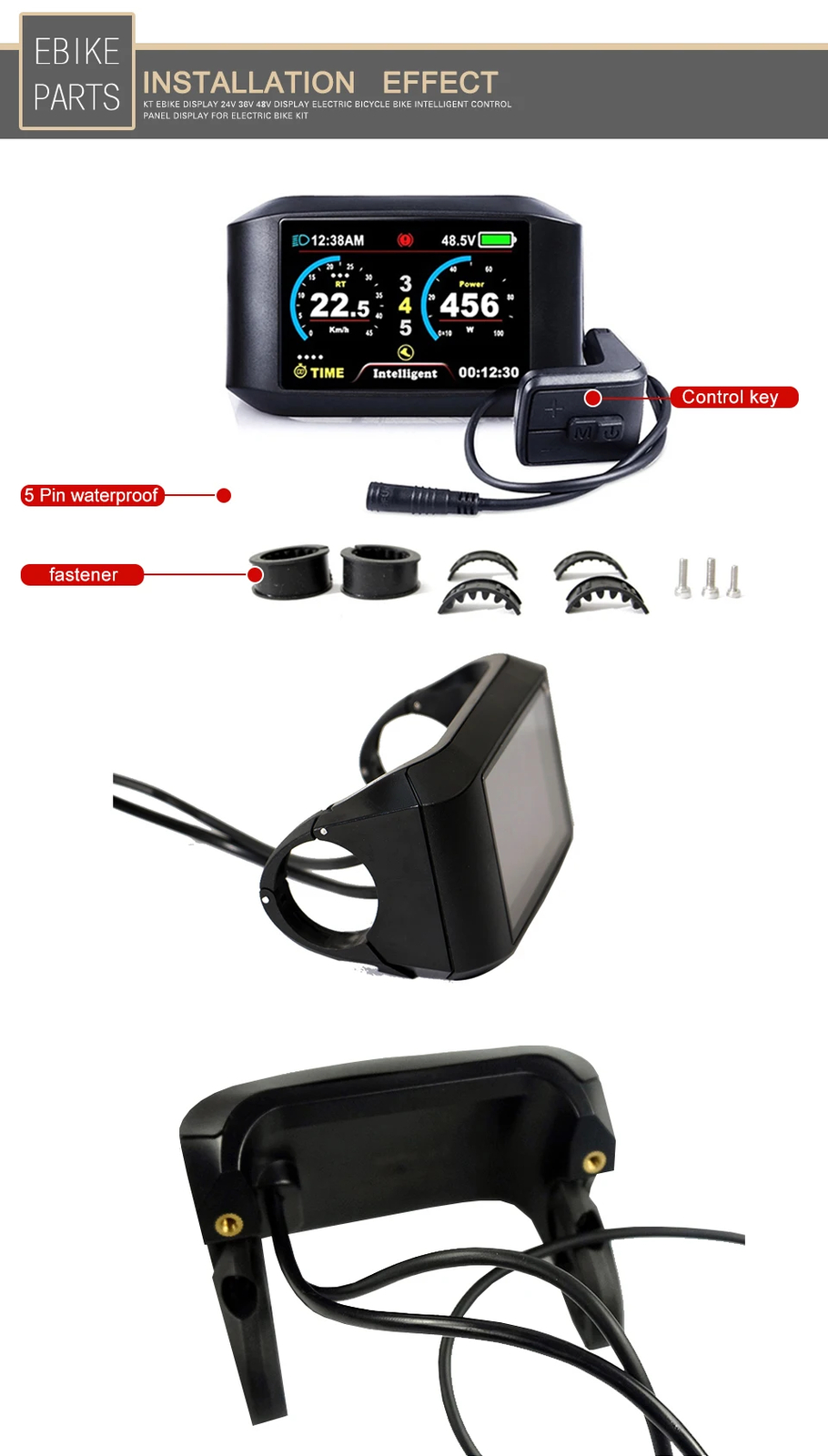 E-bike LCD 750C Display for Electric Bicycle Mid Drive Motor 36V 48V 52V 60V