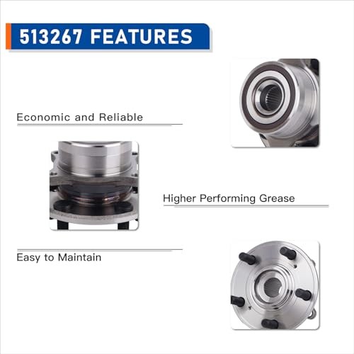Pair 513267 Front Wheel Bearing and Hub Assembly Compatible with 2009-2015