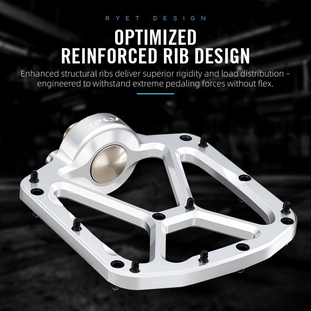 RYET CNC Machined Pedals 365g 7075 Aluminum DU Bearings Flat MTB Road Bike