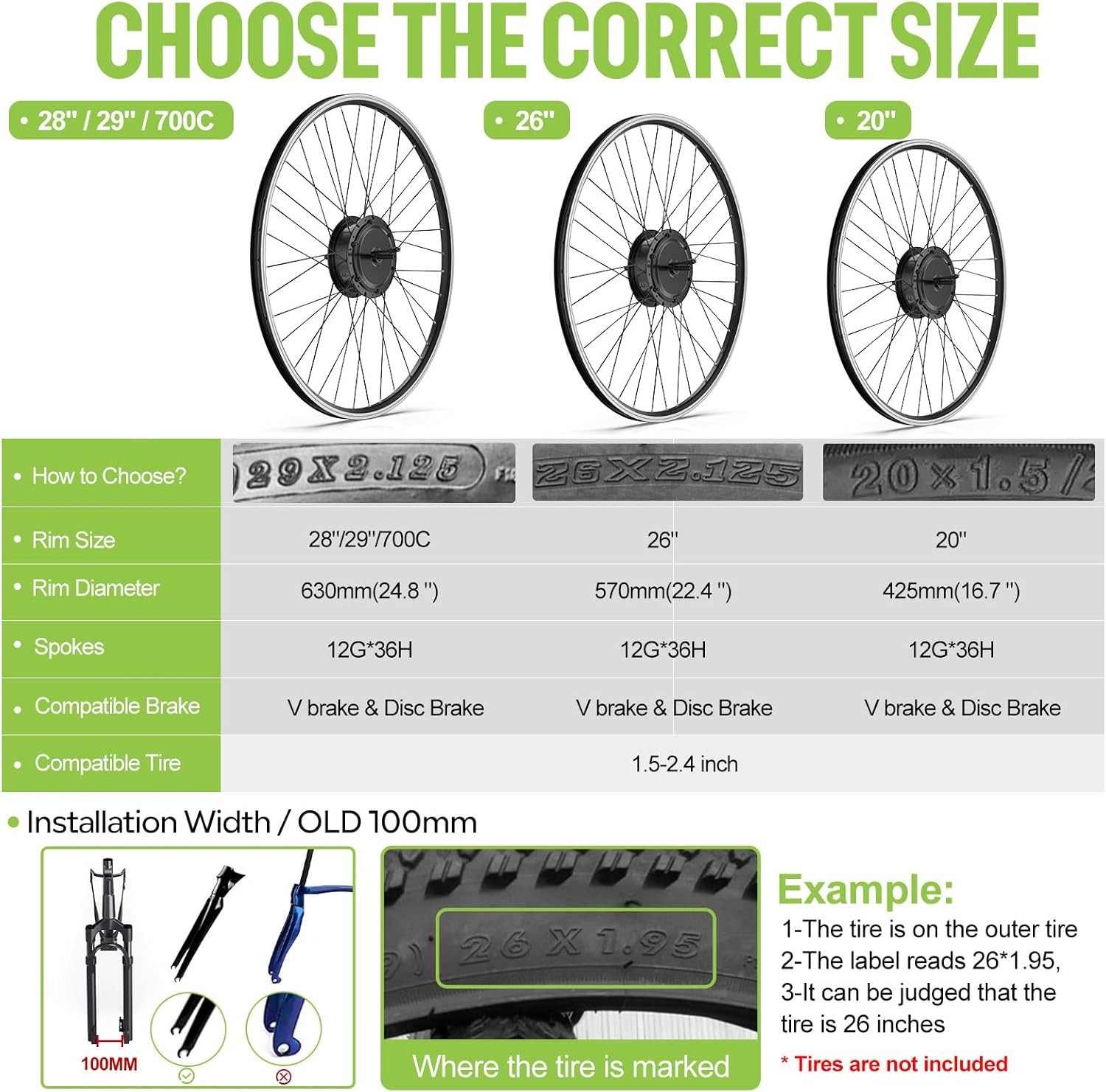 BAFANG 48V500W Electric Bike Conversion Kit 26″700C Front Wheel E-Bike Hub Motor