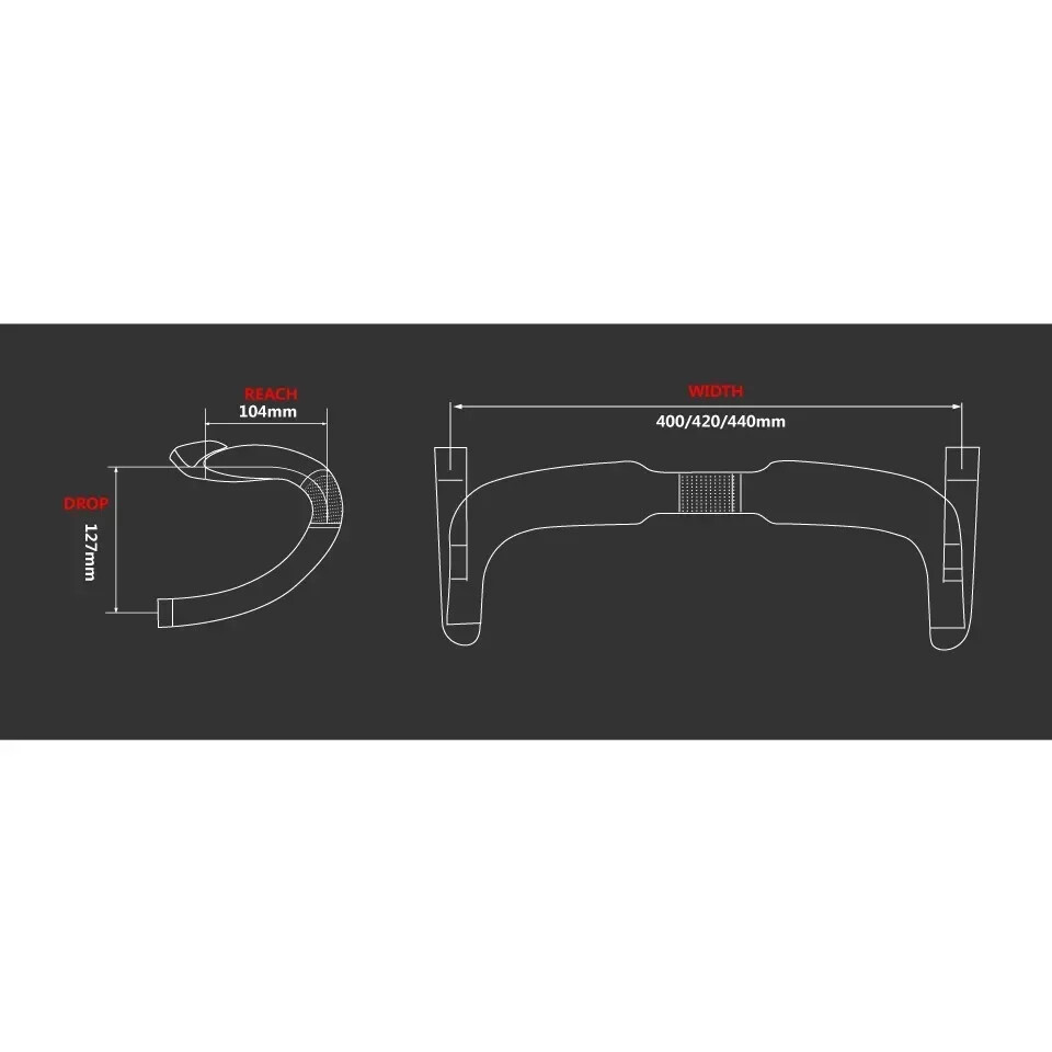 Full Carbon Road Bike Handlebar Aero Drop Bar UD Gloss 31.8*380/400/420/440mm
