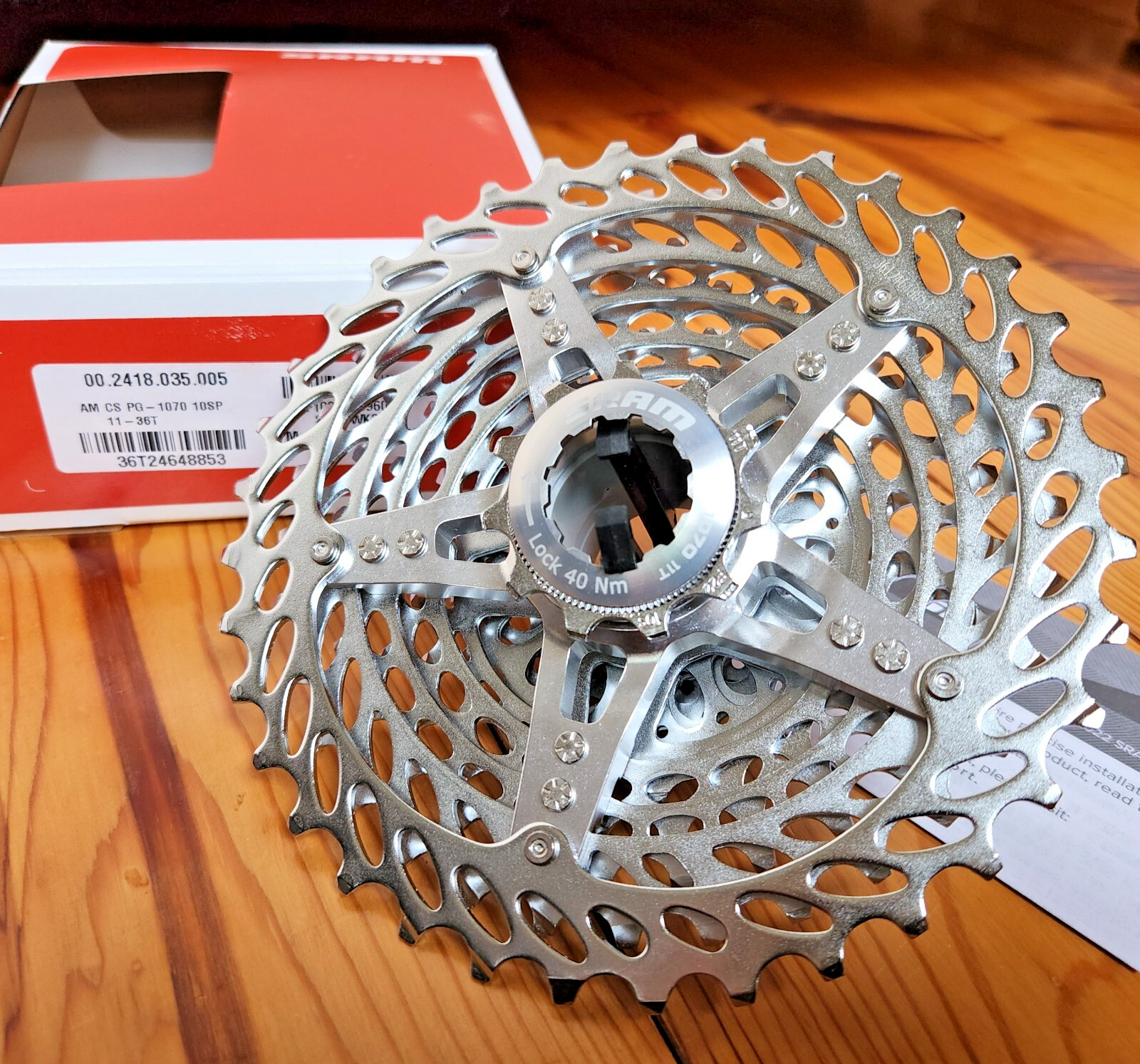 Genuine Sram Cassette, PG-1070, 10 Speed, 11/36, Silver, Brand New In Box