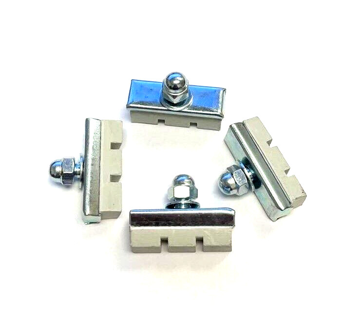NEW 4-PACK BOLT ON BICYCLE BIKE 10 SPEED WHITE RUBBER BRAKE PADS SHOES 35MM