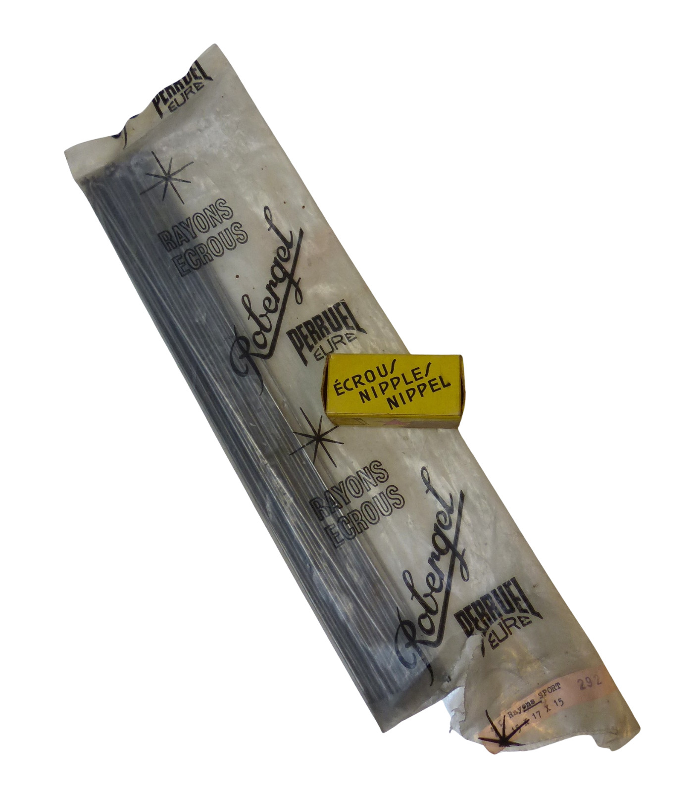 NOS ROBERGEL SPORT 292mm 15g/17g/15g Double-Butted Zinc-Plated Spokes w/ Nipples