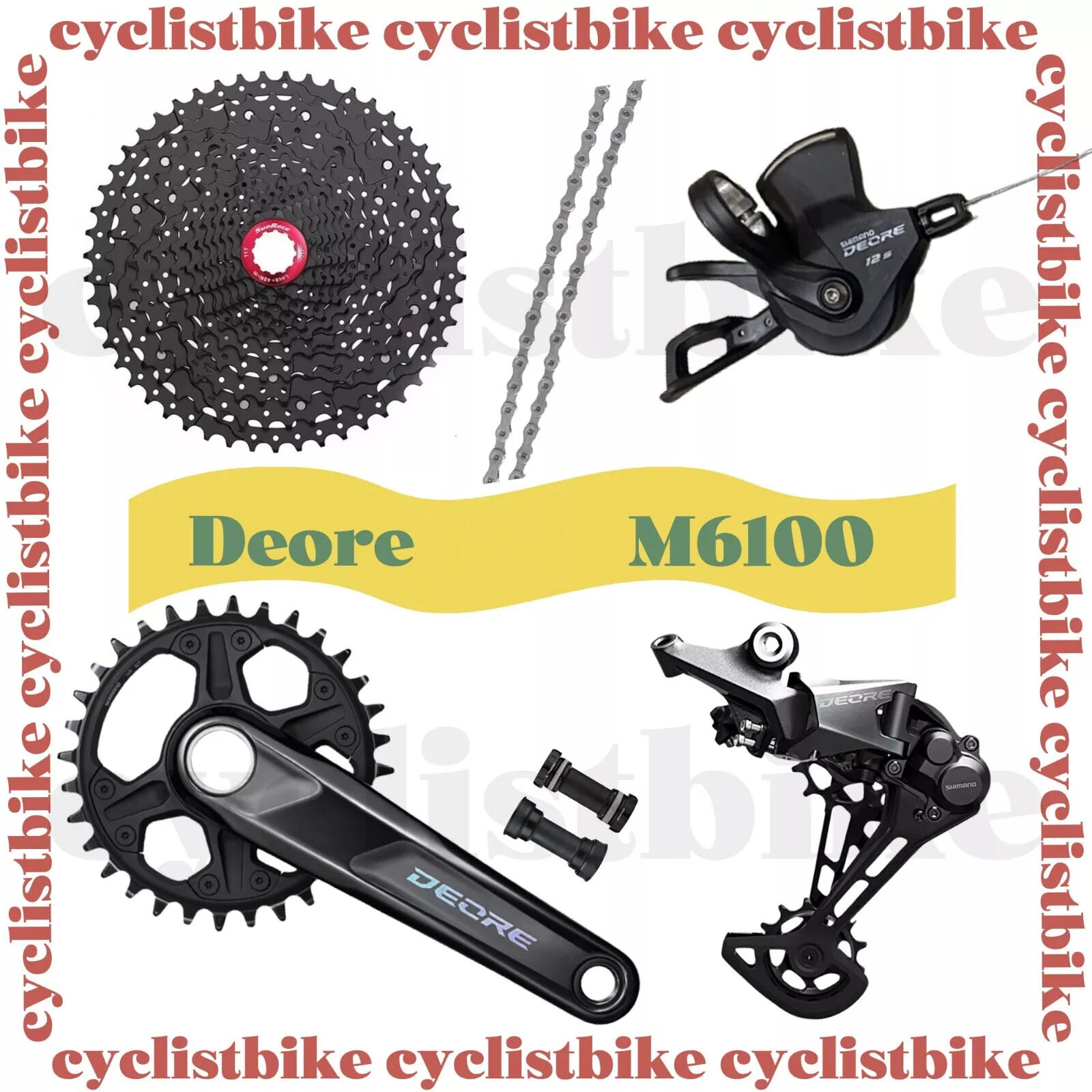 Shimano Deore M6100 12 Speed MTB Upgrade-Kit w/ CS-MZ800 11-51T 6PCS New