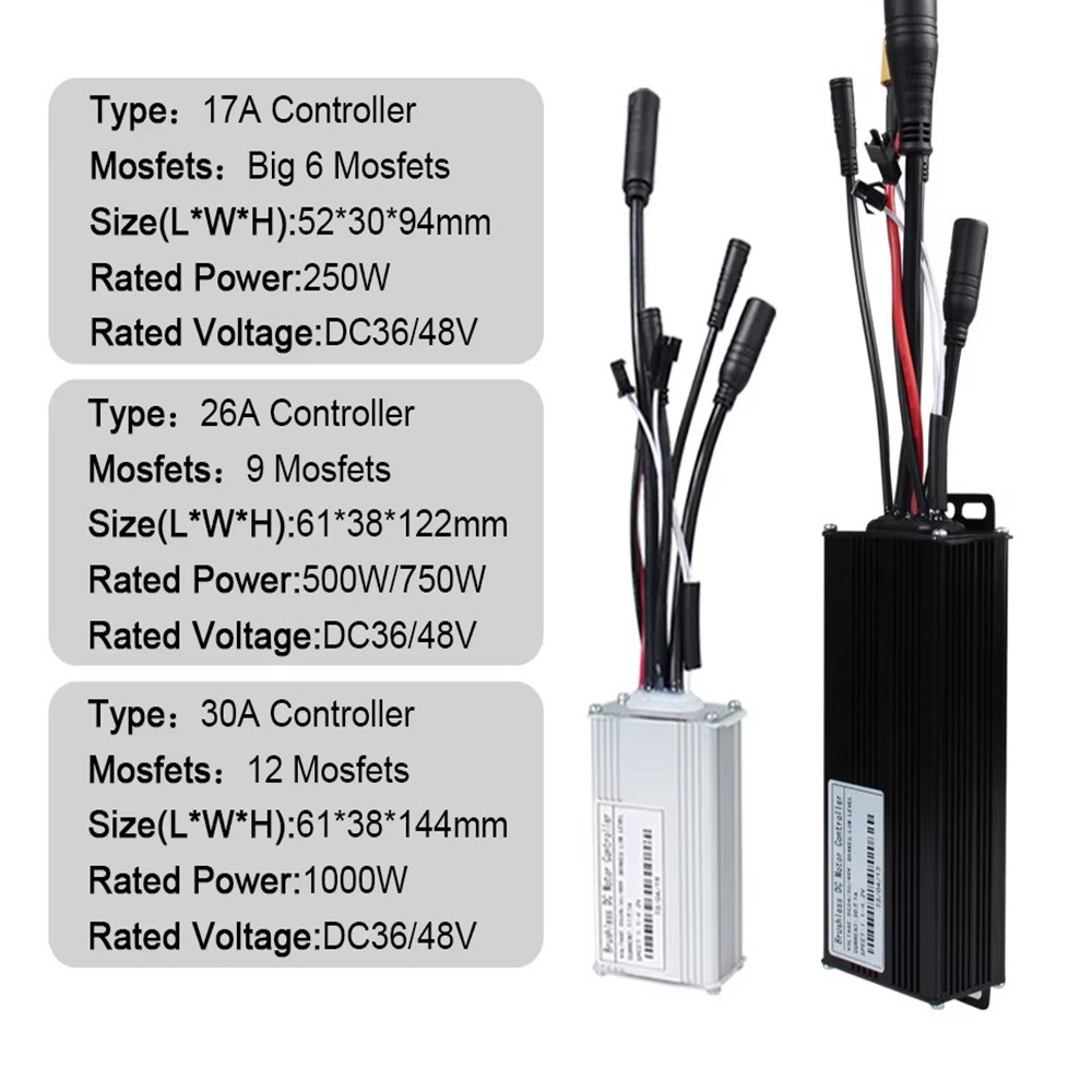 E-bike Electric Bicycle Controller 12V/24V/36V/48V/60V/72V 17A/26A/30A 250-1000W