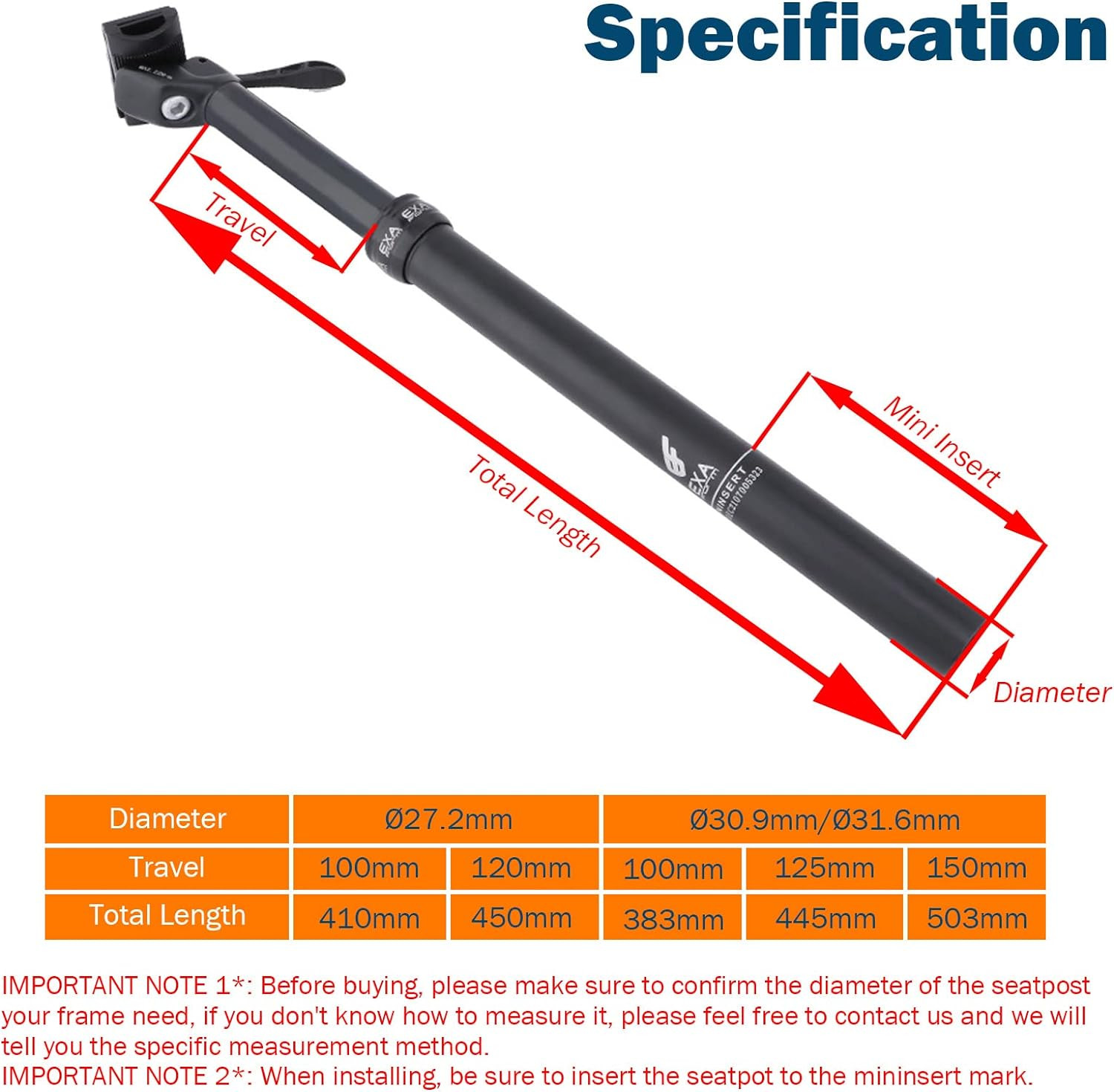 EXA Form Upgraded Speed up 27.2Mm/30.9Mm/31.6Mm Cable-Less Hydraulic Dropper Sea