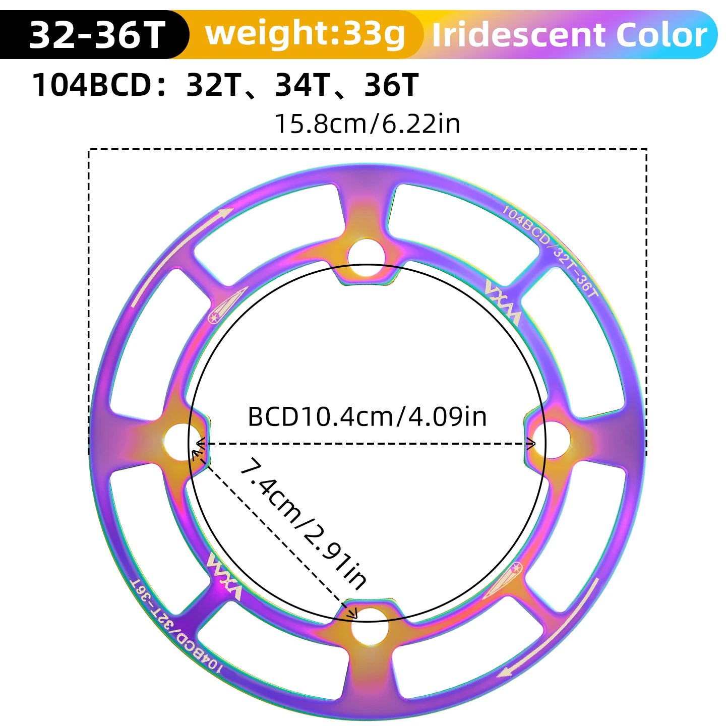 104BCD Bike Chainring Guard 32-42T Aluminum MTB Chainwheel Protector Cover
