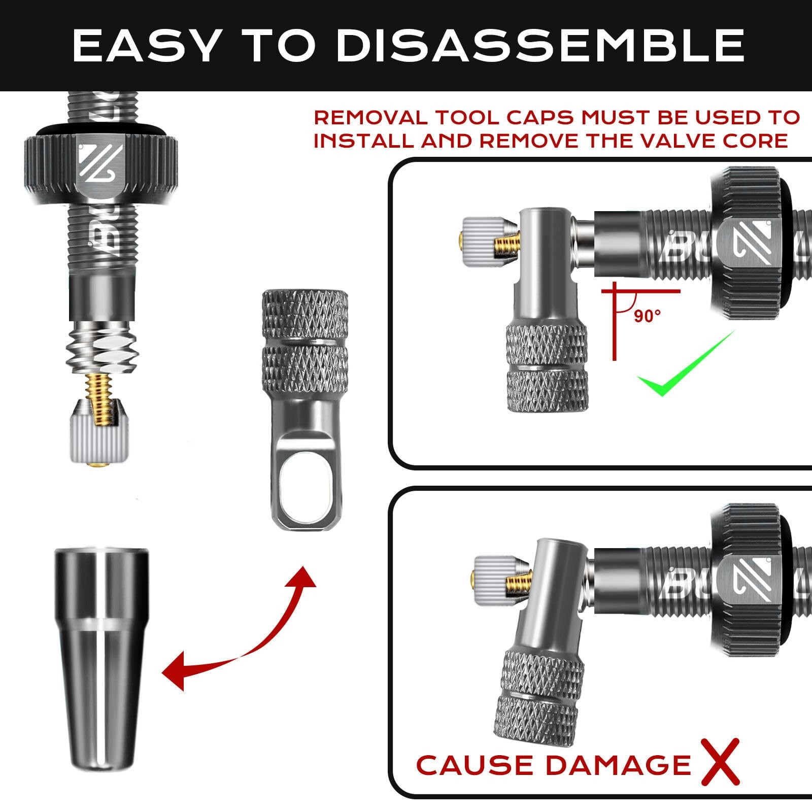40mm Titanium Tubeless Presta Valve Stem Set Replacement Bicycle Cycling