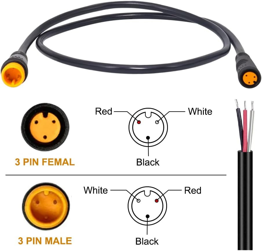 Ebike Extension Cable for Electric Bike Gear Sensor, Waterproof Connector 2Pin/3