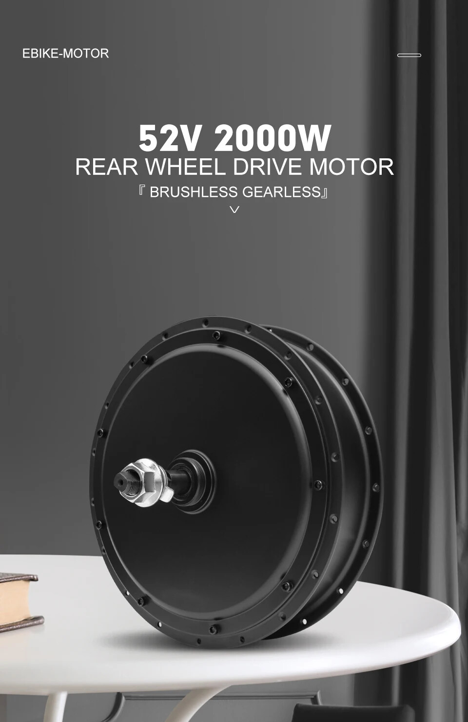 52V 2000W MTB Ebike Brushless Gearless Rear Hub Motor Wheel Drive 20-29inch 700C