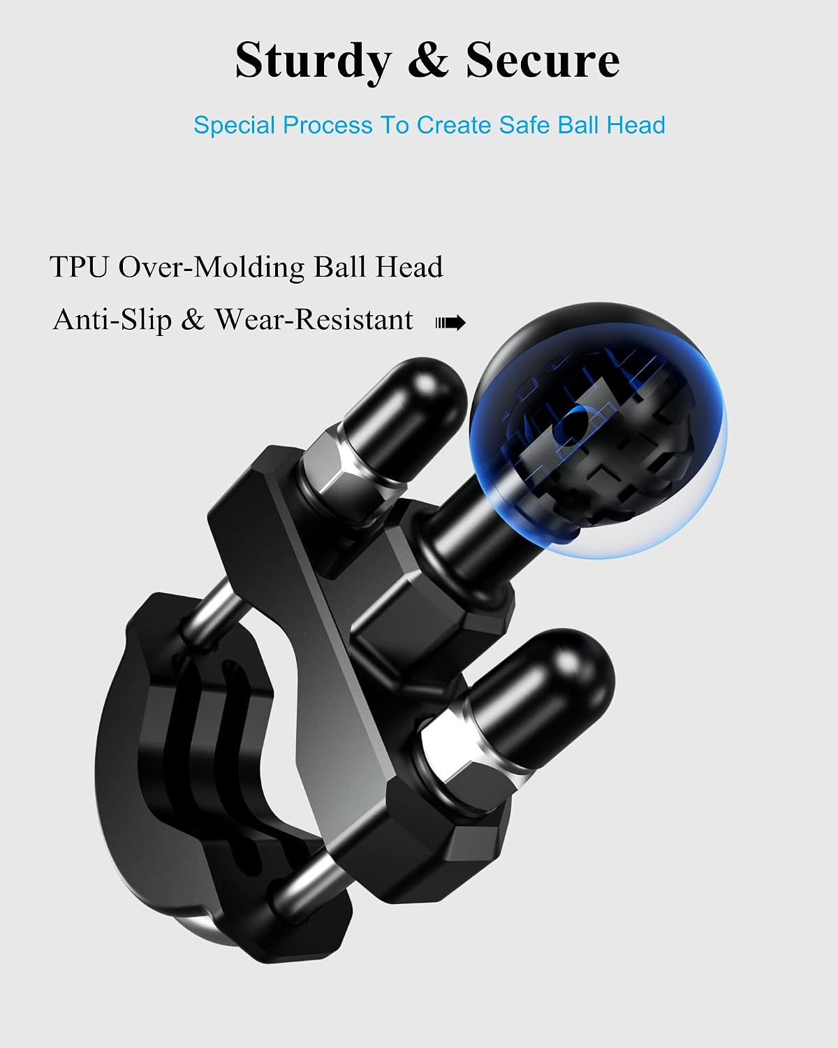 BRCOVAN 1» Ball Handlebar U-Bolt Mount, Fit Rails Diameter 0.5» to 1.26» | Co