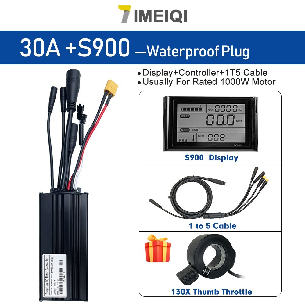 E-bike Sine Wave Waterproof Controller 36V/48V 17A 26A 30A with LCD S866 Display