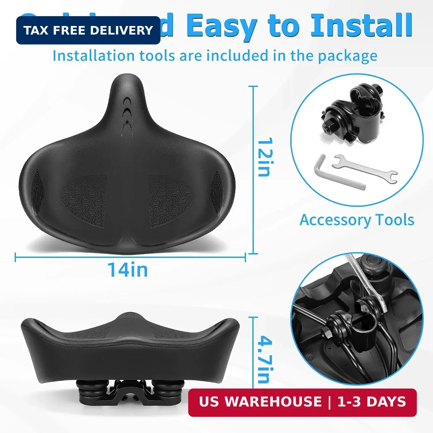 CDYWD Oversized Bike Seat for Men & Women Comfort, Extra Wide Bicycle Seat Cushi