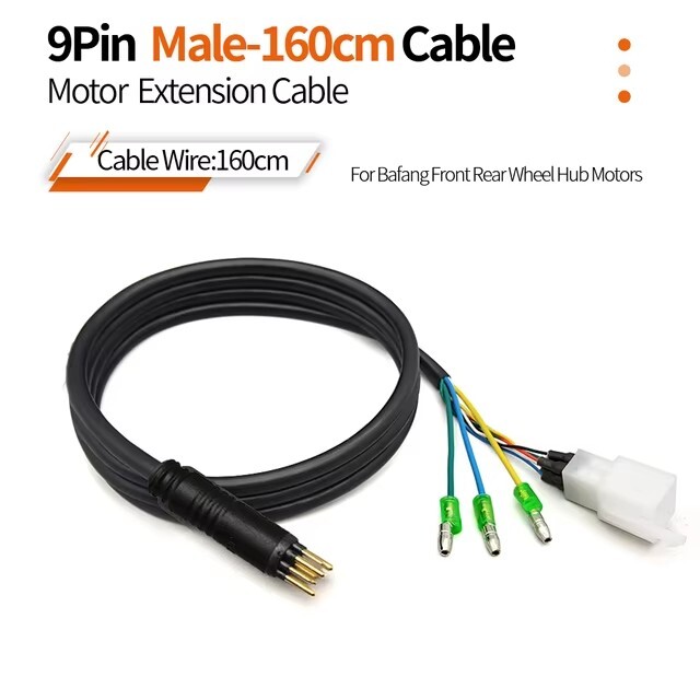 E-bike Electric Bicycle Hub Motor Extension Cable 9 Pin Male Female 90/130/160cm