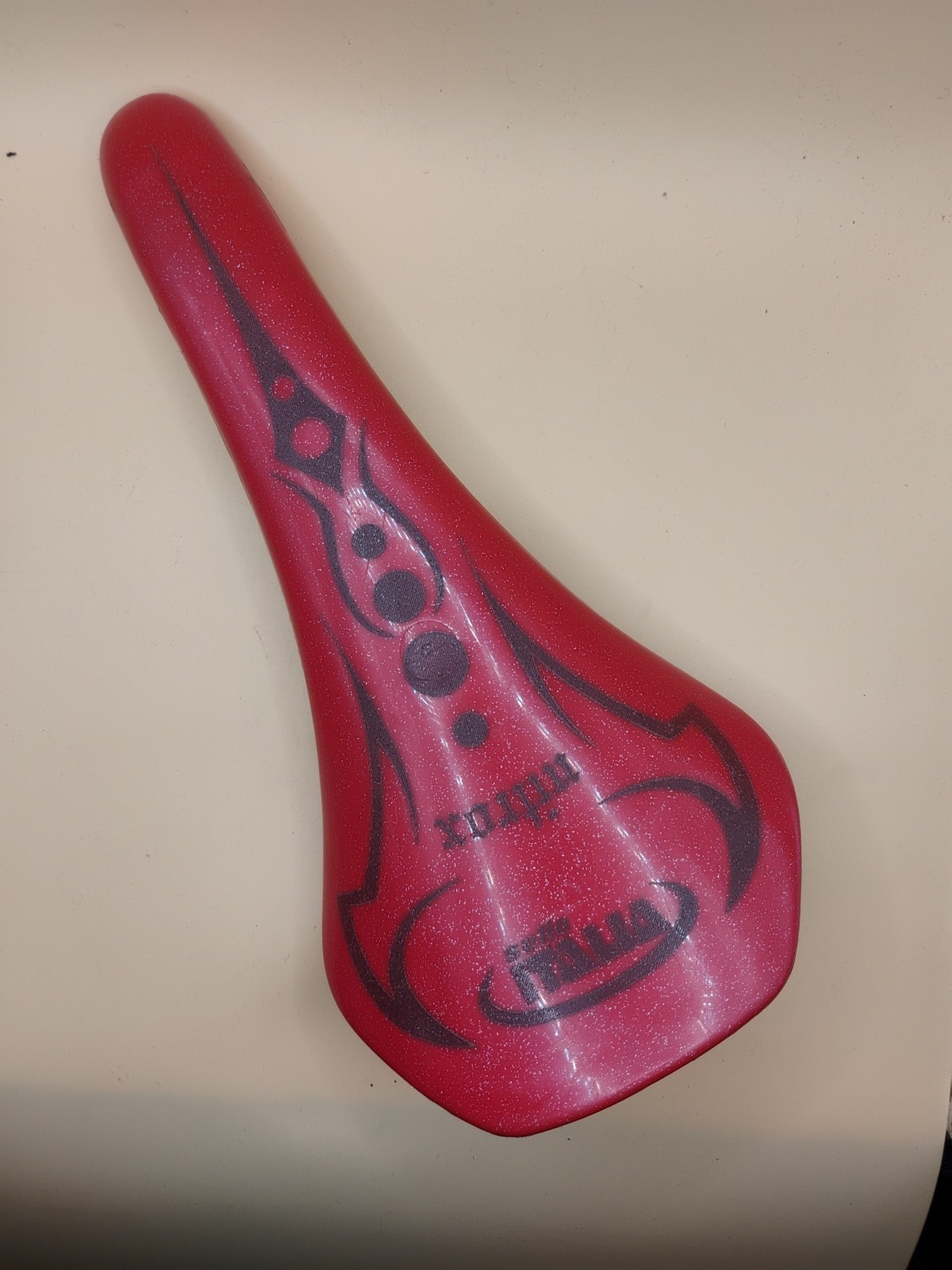 Selle Italia Nitrox Red Glitter Hardshell Saddle w/ Manganese Rails NOS