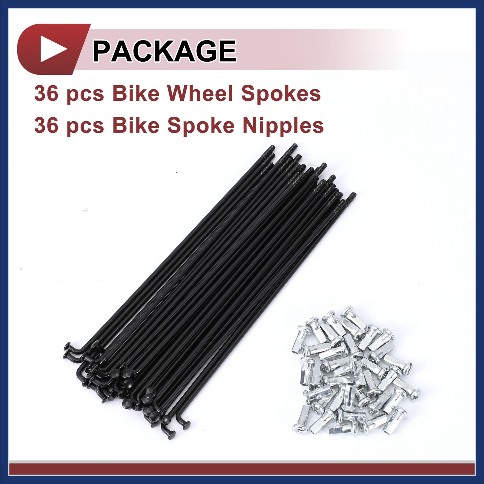 36 Set 12G Bicycle Spoke 145mm Bike Wheel Spokes 45 Steel Black