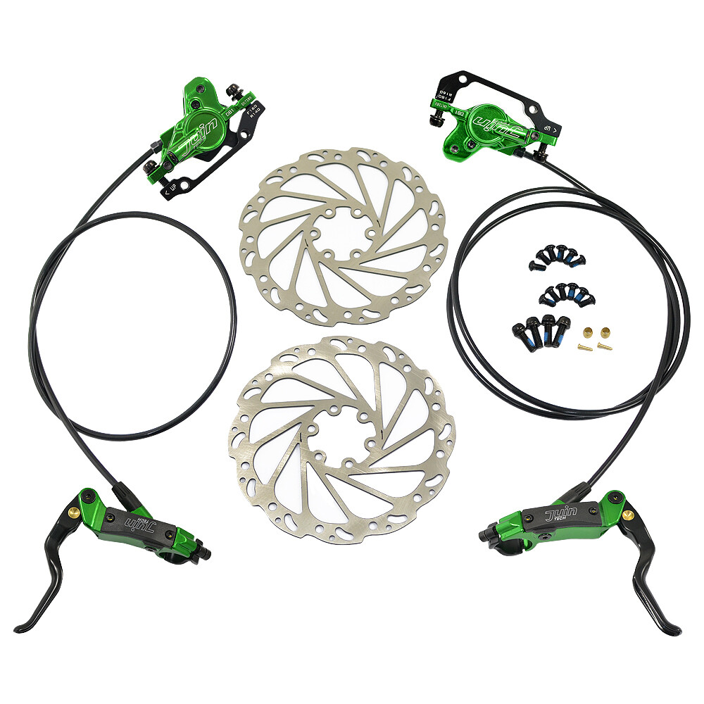 JUIN TECH DB1 MTB E-bike Hydraulic Dual-Piston Disc Brake Set w/160mm Rotor, GN