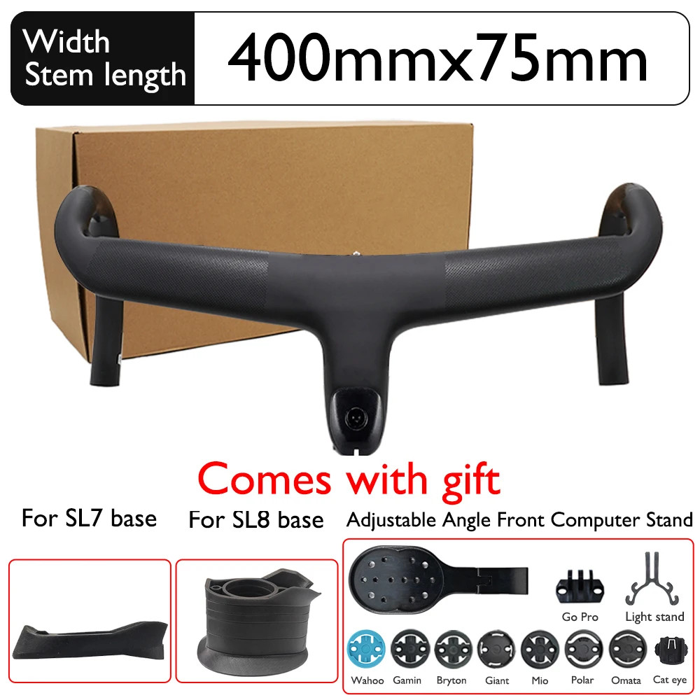 Carbon Fiber Road Bike Integrated Handlebar 28.6mm with Computer Bracket/Base