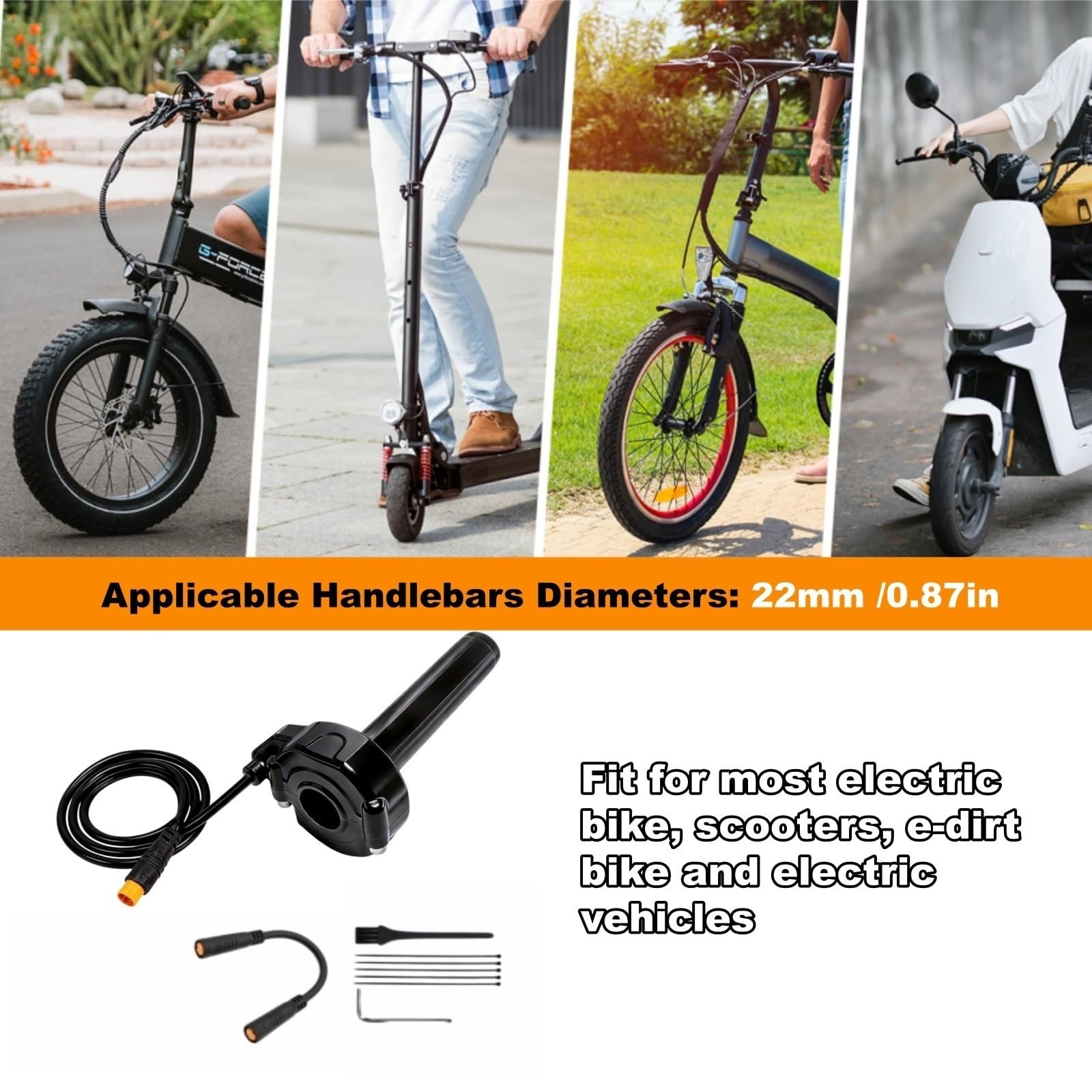 12V-72V Waterproof Quick Twist Throttle for Ebike, Electric Scooter & Dirt Bike