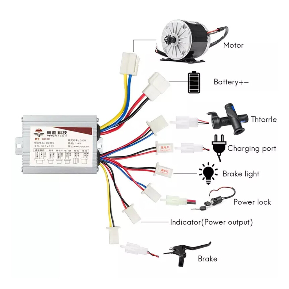 24V 36V 48V 500W Brush Controller For Electric Bike Scooter Speed Brush Motor