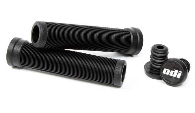 ODI SOFT FLANGELESS LONGNECK GRIPS SOFTIES BMX BIKE & SCOOTER BLACK 135MM NEW
