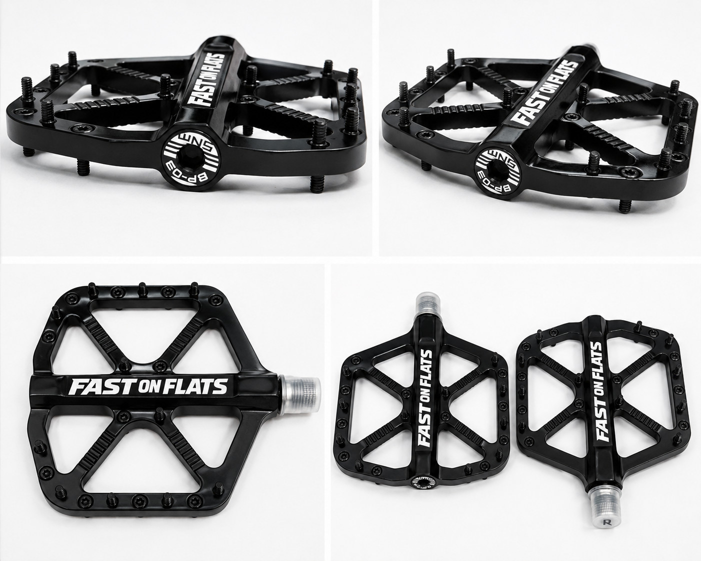 Fast On Flats Lightweight Aluminum Flat Pedals Triple Bearings MTB Gravel Road