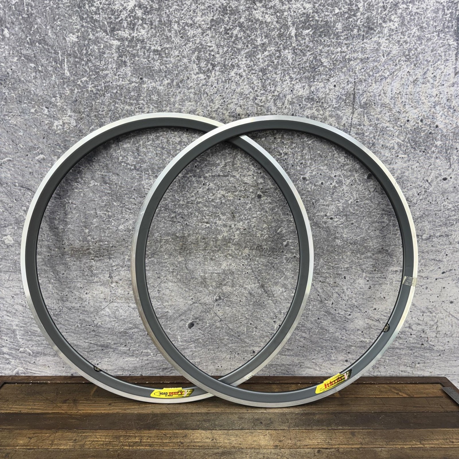 Vintage Velocity Deep V 700c Rim Set 32H Gray NOS Clincher Australia Ding Nicks