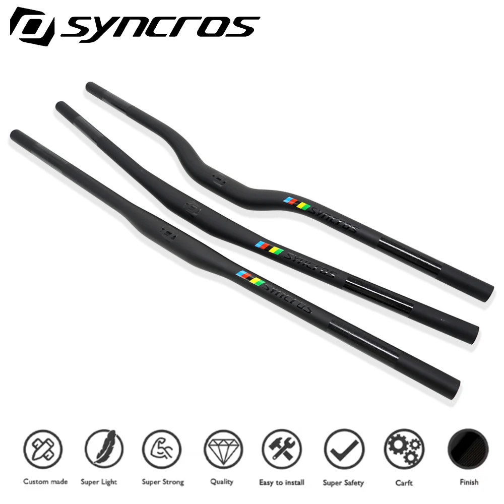 Matte Black Carbon Fiber MTB Bicycle Handlebars 28.6mm 3°/9°/Rise 700-740mm