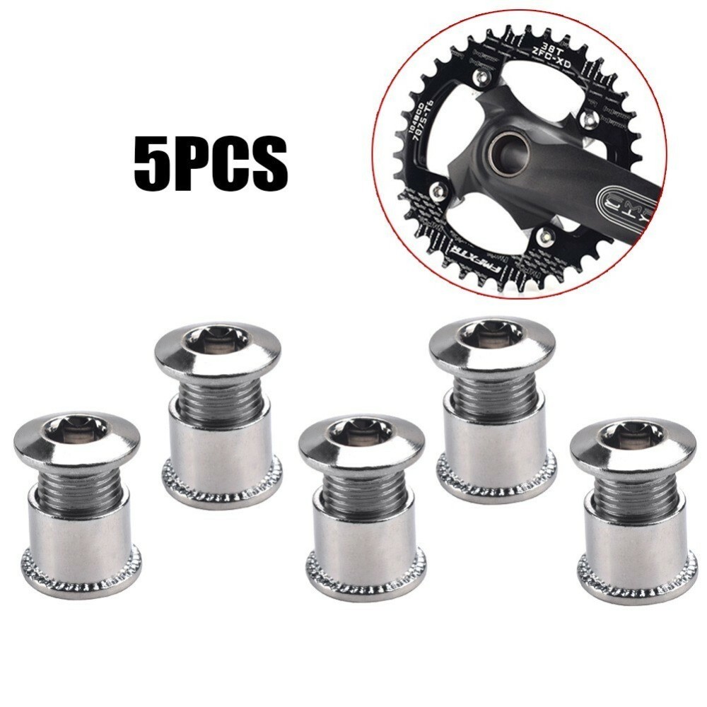 5 Crankset Silver Sport Stainless High Quality 5 Set Steel Bike Chainring Bolts