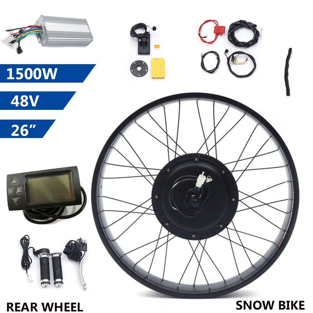 48V 1500W 26 inch LCD Fat Snow Tire Electric Bicycle E-Bike Rear Wheel Hub Motor