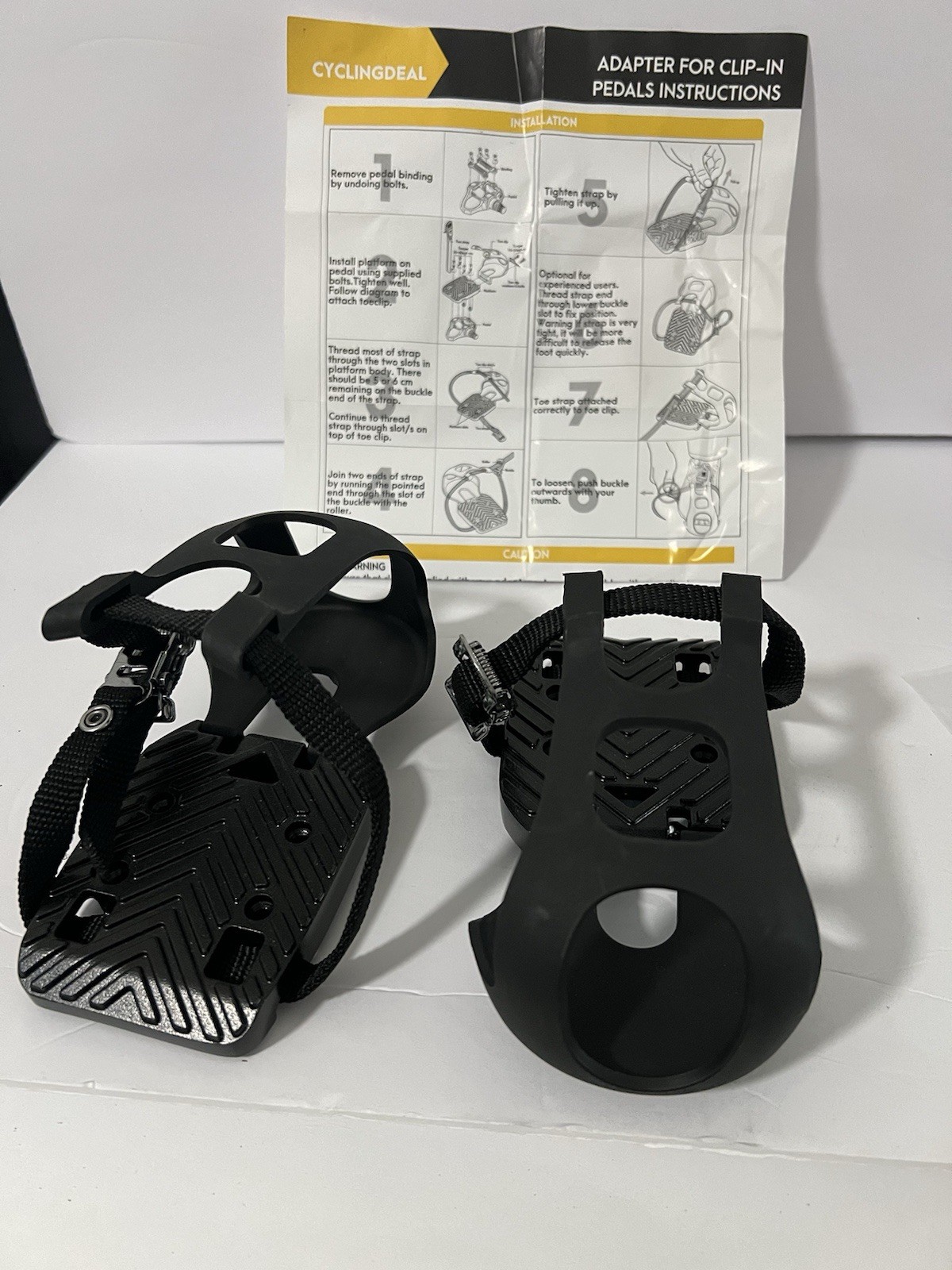 CyclingDeal Pedals Platform Adapters with Toe Clips & Straps