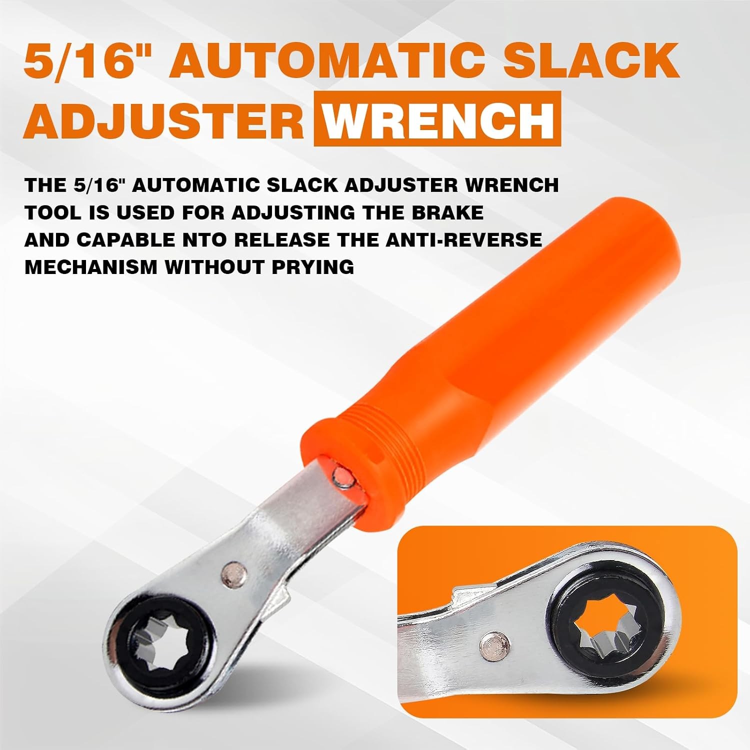 2PCS Automatic Slack Adjuster Tools, 5/16» Double Square Ratcheting Wrench &