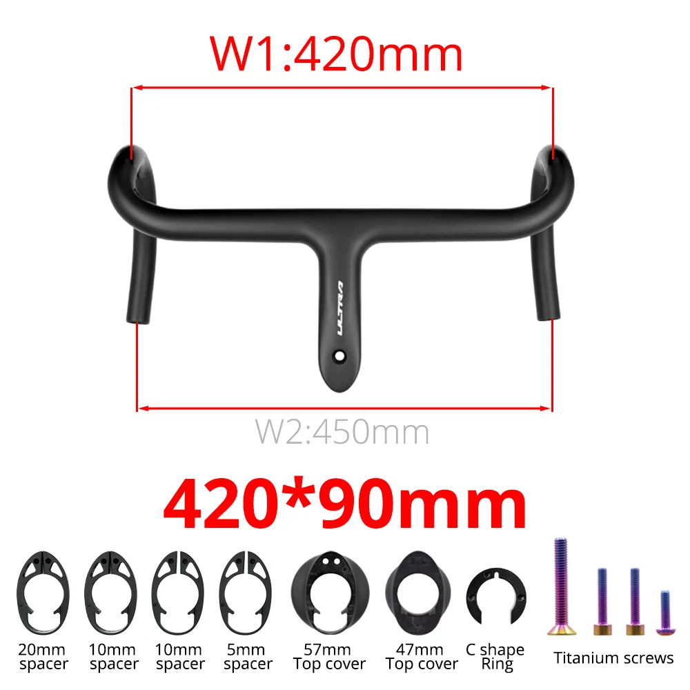 Lightweight Carbon Road Bike Integrated Handlebar 360mm-440mm with Mount 28.6mm