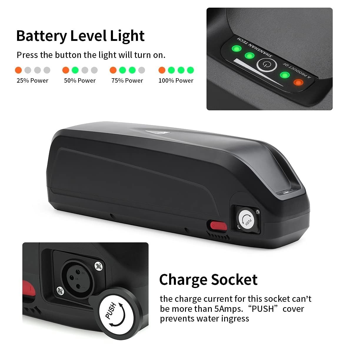 HHAILONG 52V 48 Ebike li-ion battery, suitable for 200-1000W electric bicycles