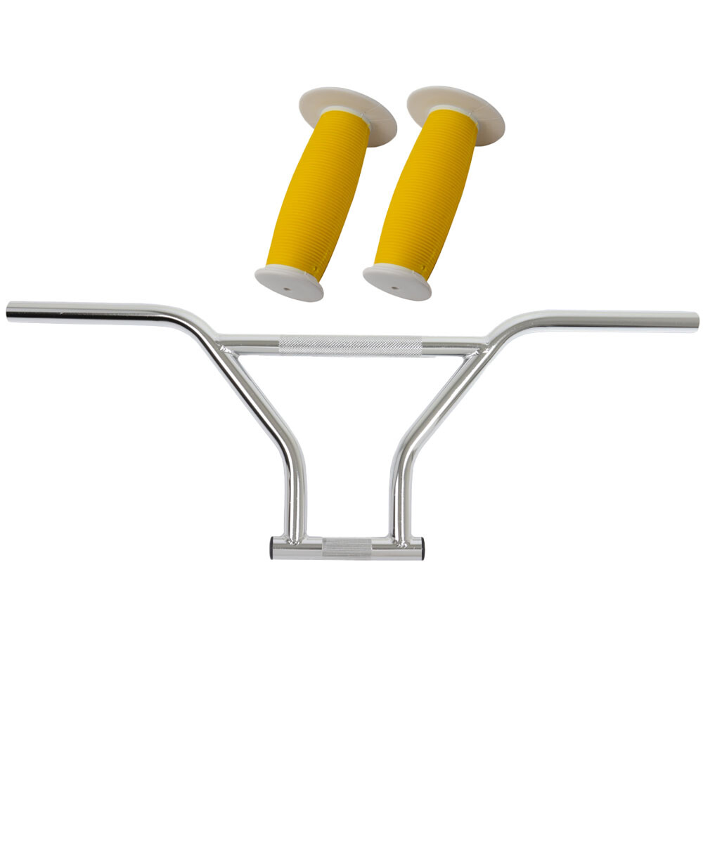 PRO+ 330 Chrome Handlebar & Yellow/White Mushroom Grips