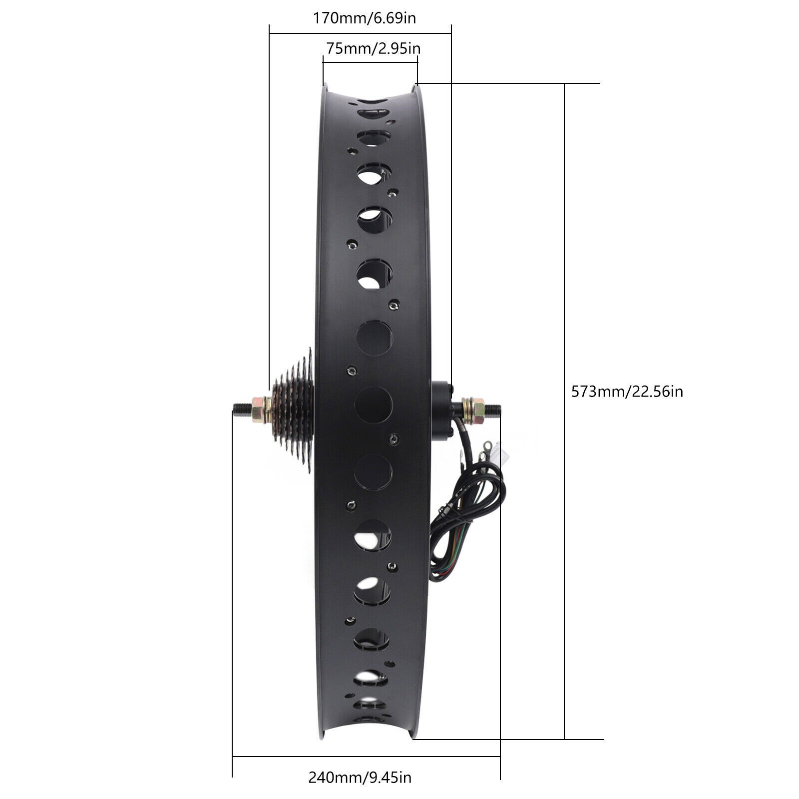 26″ 48V 1500W E bike Fat Tire Bicycle Rear Hub Motor Conversion Snow Wheel Kit