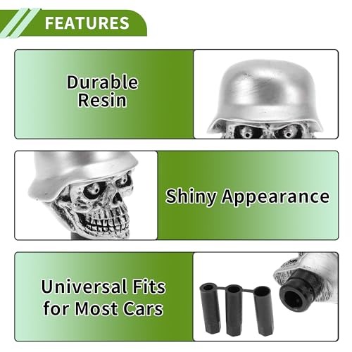8.6cm Skull Shift Knob Universal Gear Shifter Knob Resin Stick Silver Tone