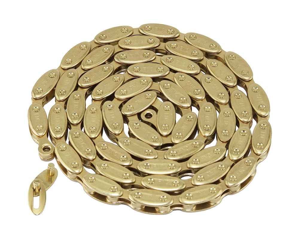 FNC Olive BMX Bicycle Chain 1/2” x 1/8” 100 Links Single Speed Gold Freestyle.