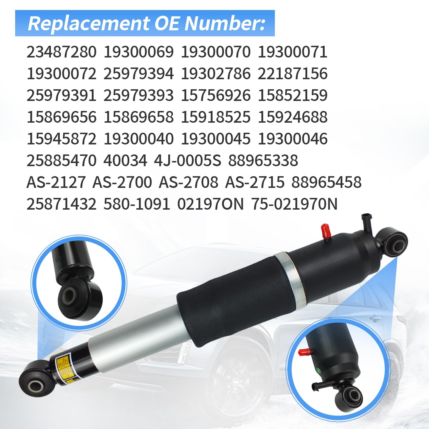 Chonse 2Pcs Rear Air Shock Absorber Compatible 2000-2014 Cadillac Escalade Esv