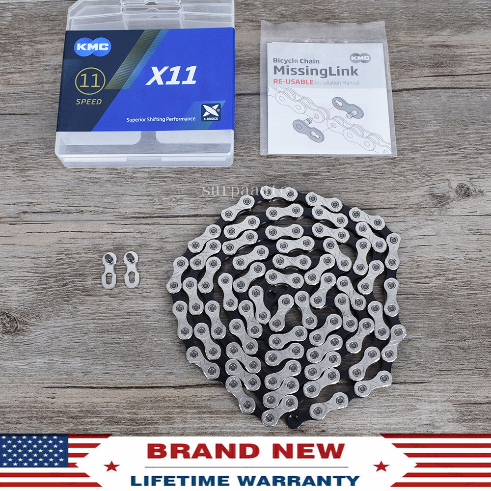KMC X11 11-Speed 118L Bike Chain Gray Stretch-Proof fits Campy SRAM Shimano