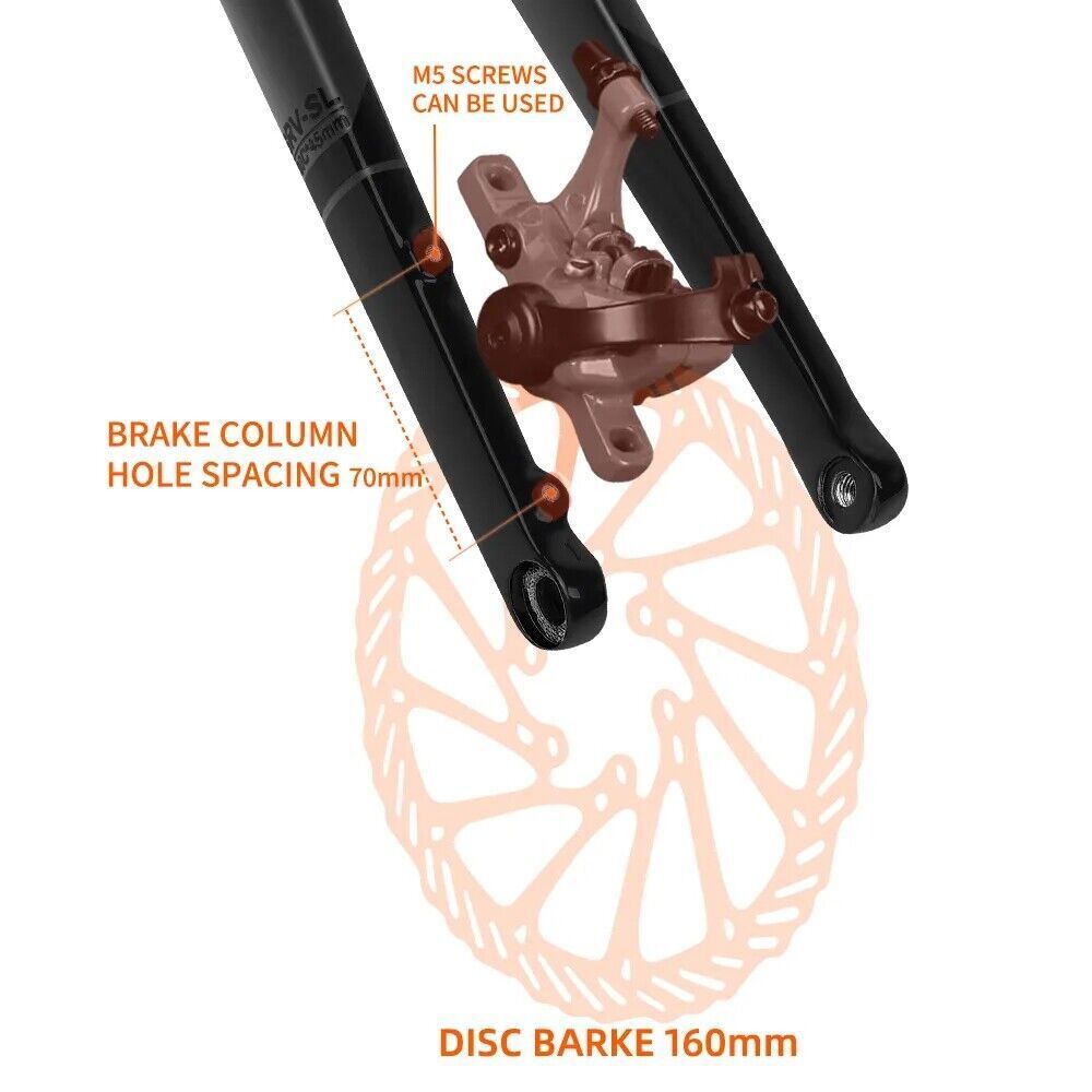 TOSEEK 700C Carbon Fiber Gravel Road Bike Fork Disc Brake QR/Thru Axle 100*12mm