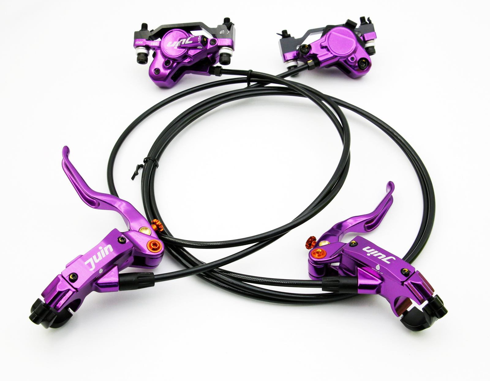Juin Tech DB2 Purple MTB E-Bike Hydraulic Disc Brakes Front & Rear + 160 Rotors