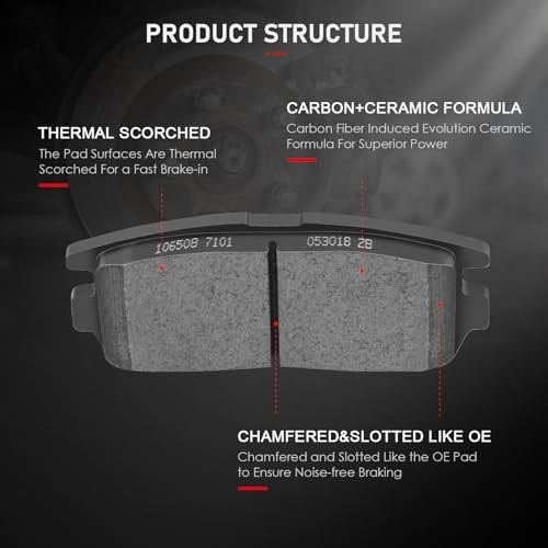 D1421 D1275 Front Rear Ceramic Brake Pads Kits 8pcs Front[D1421] + Rear[D1275]