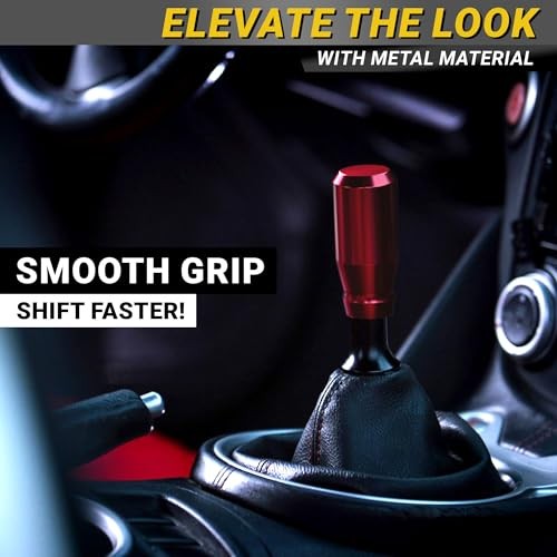 Premium Racing Shift Knob – 4 Metal Threaded Adapters, 4 5 6 Speed Manual & Red
