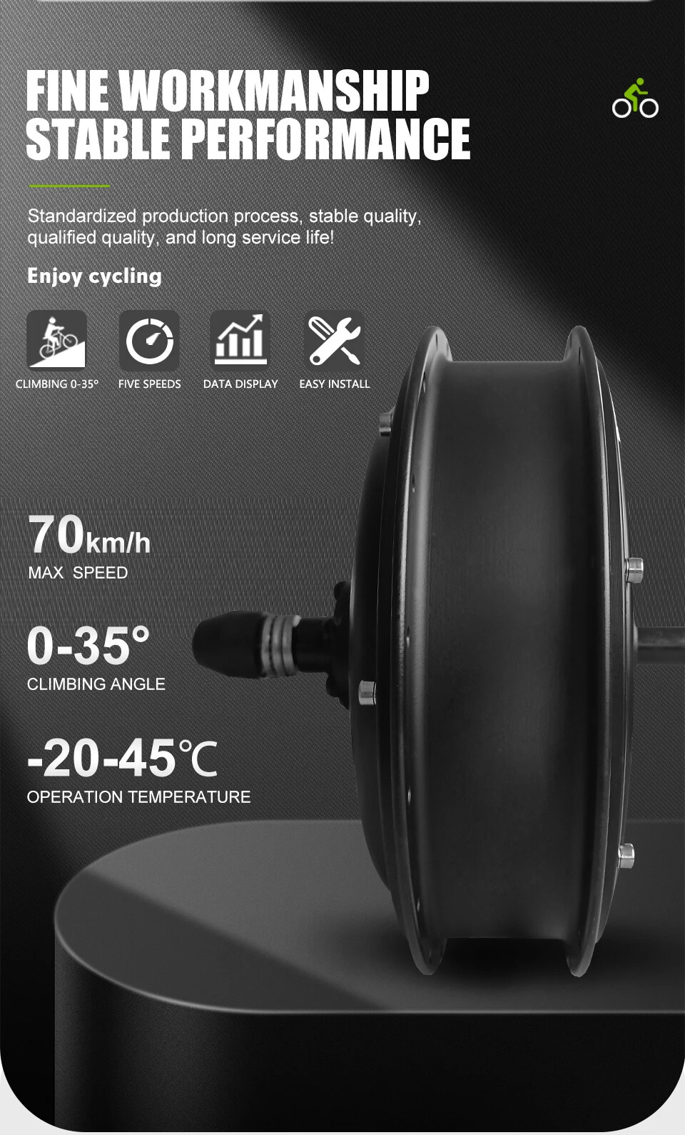 20 24 26 Inch 48V 2000W Snow E-bike Fat Brushless Gearless Rear Wheel Hub Motor