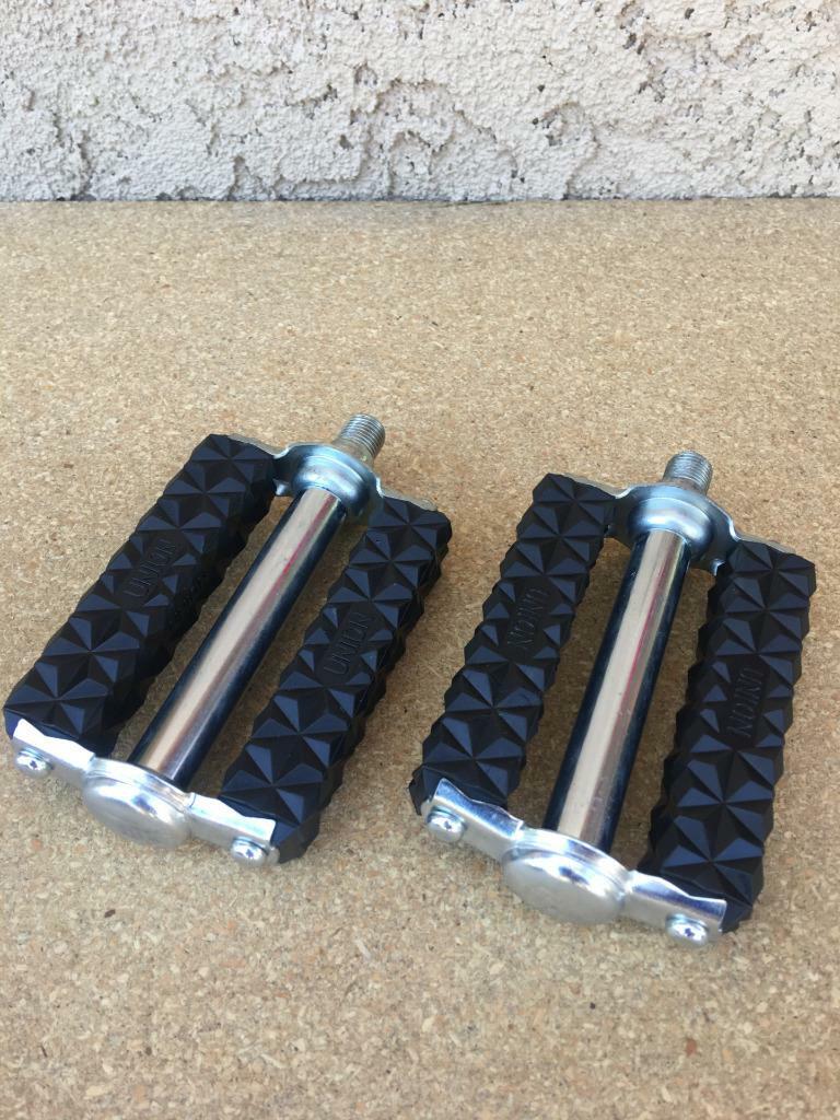 NEW 1/2″ Classic UNION WAFFLE BLOCK Pedals for 1-piece Cranks Schwinn Old School