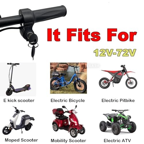Ebike Full Twist Throttle with Key Ignition 5 pin, 12v-72v Universal Voltage,